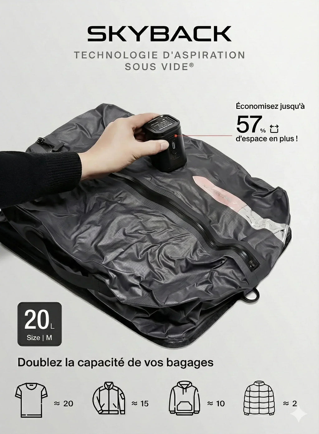 Vacuum compression travel bag